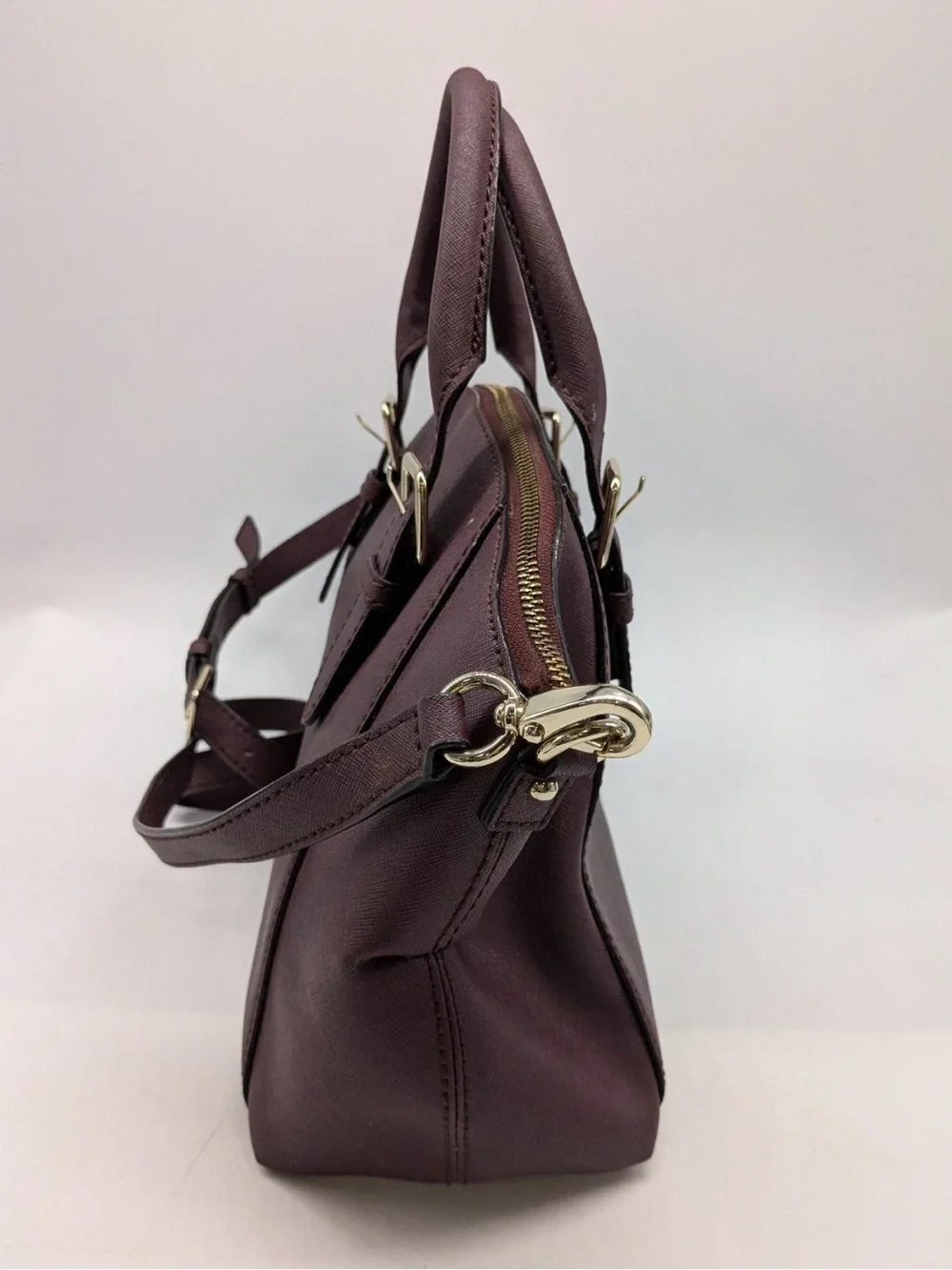 kate spade Plum-Red Dome Satchel with Gold Hardware